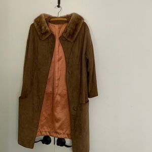 Elegant Brown Coat with Fur Collar
